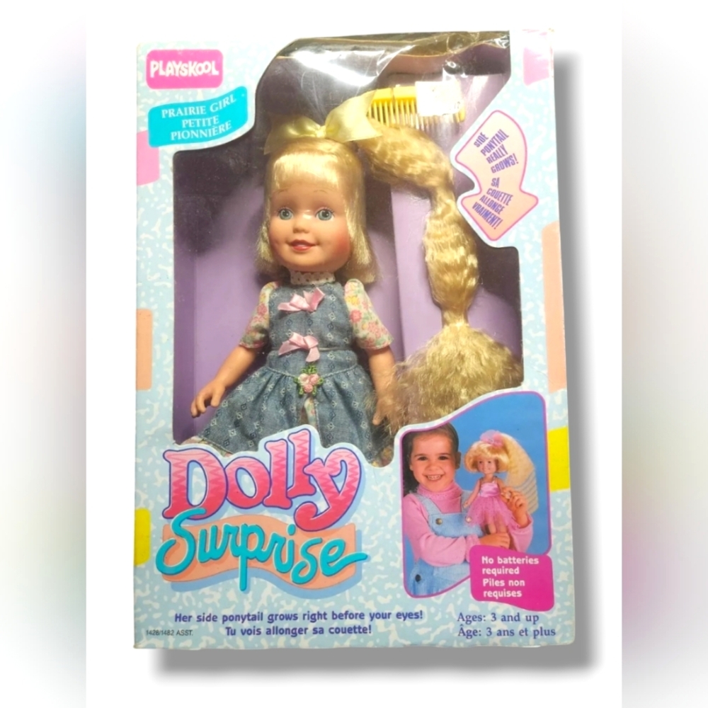 Rare Dolly Surprise Prairie Girl Doll 1989 Playskool Vtg NIB Hair Really Grows